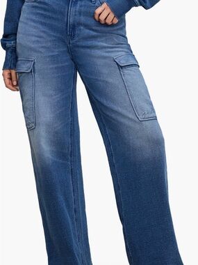 Good American Blue Wide-Leg Cargo Jeans